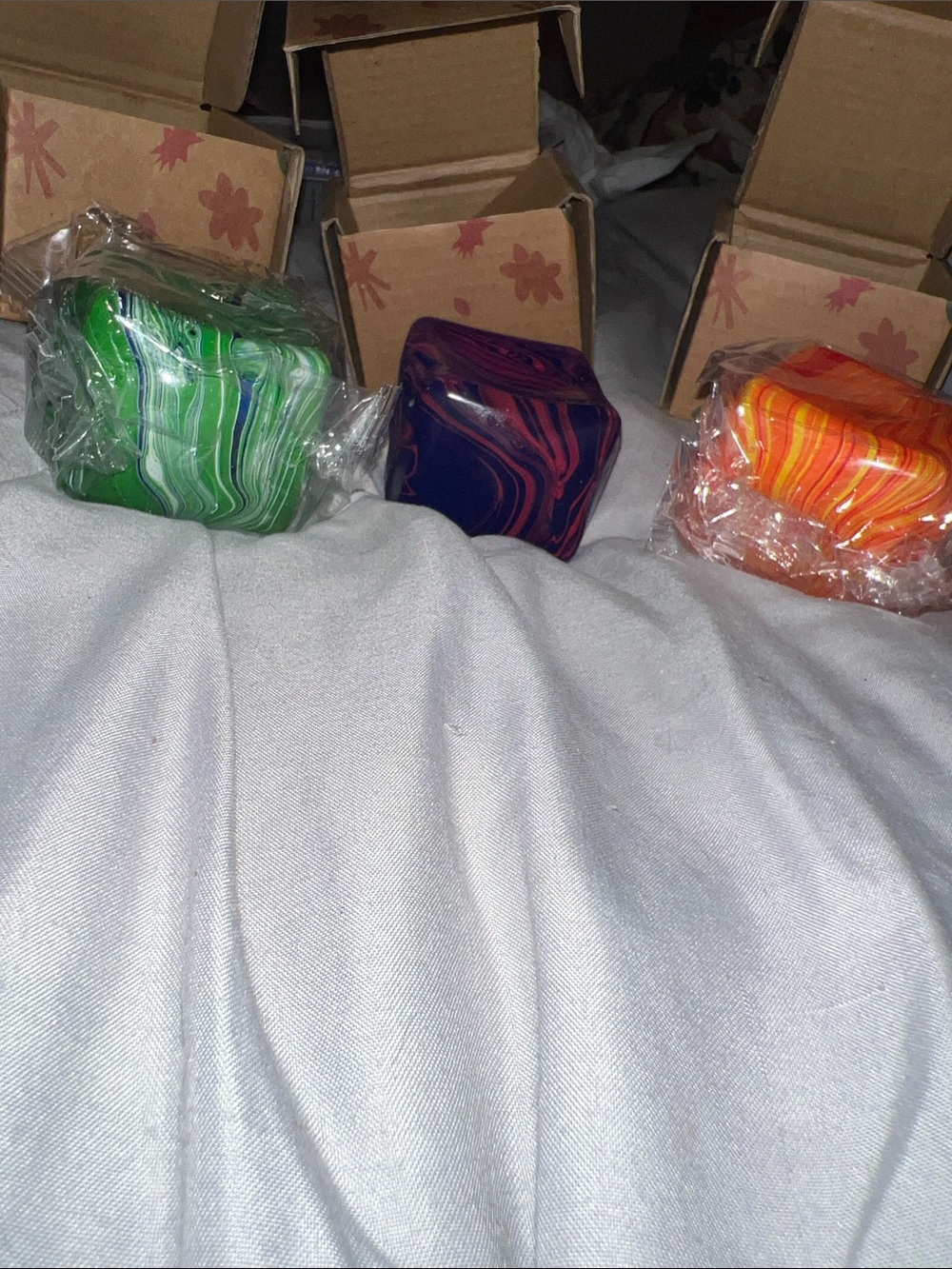 Colorful Marble Cube Fidget Toy - Green, Purple, Orange (Pick one)